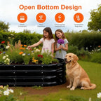 Raised Garden Bed Outdoor 2 Sets Oval Large Coating Metal Planter Box - Image 7