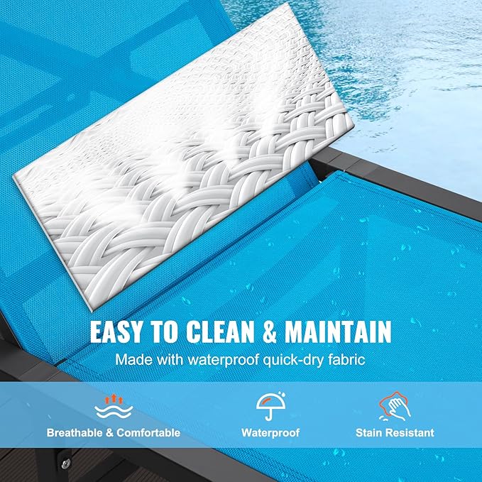 VEVOR Chaise Lounge Chairs Outdoor, Aluminum Patio Lounge Chairs - Image 9