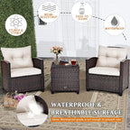 Tangkula 3 Pieces Patio Furniture Set, PE Rattan Wicker 3 Pcs Outdoor Sofa Set - Image 9