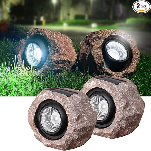 2 Pack Solar Rock Lights Outdoor, Angle Adjustable Solar Lights Outdoor by DGSCAK