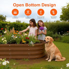 Raised Garden Bed Outdoor 2 Sets Oval Large Coating Metal Planter Box - Image 7