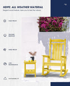 KINGYES HDPE Rocking Chairs Outdoor, Patio Rocking Chairs - Image 8