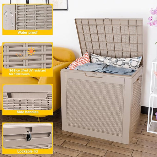 37 Gallon Outdoor Deck Box, Lockable Waterproof Outdoor Storage Boxes - Image 2