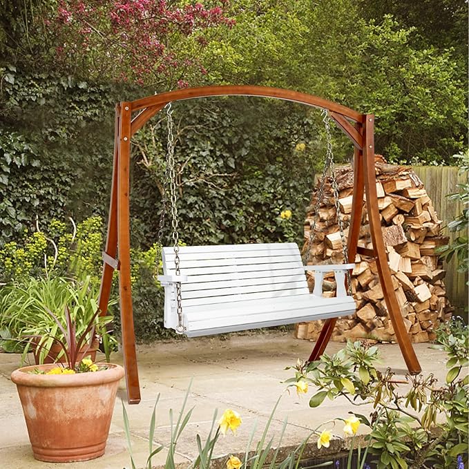 VINGLI Upgraded Patio Wooden Porch Swing - Image 5