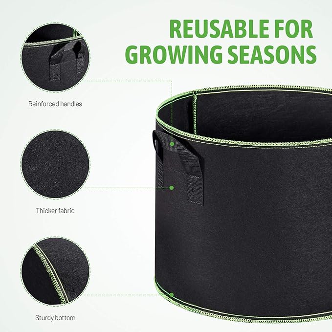 Delxo 20-Pack 7 Gallon Heavy Duty Aeration Thickened Nonwoven Fabric Pots Plant - Image 3