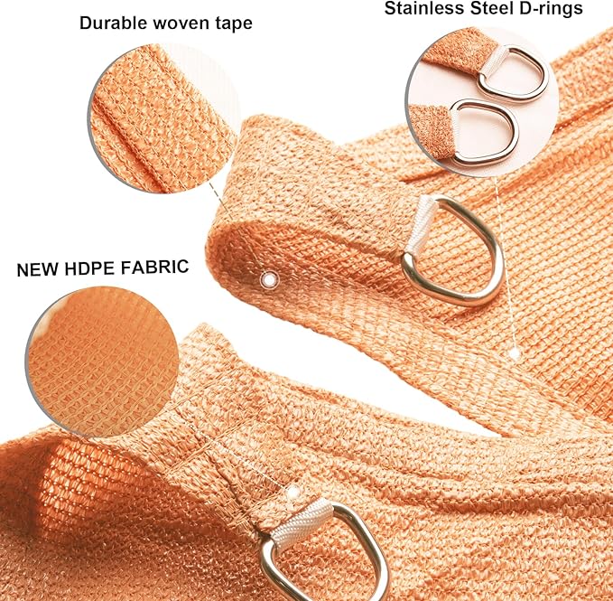SUNLAX Sun Shade Sail 13' x 18' Peach Fuzz Rectangle Canopy Sail Shade Cover UV - Image 3