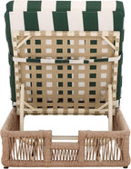 SAFAVIEH Outdoor Collection Gillian Heather Tan & Hunter Green Stripe Chaise - Image 10