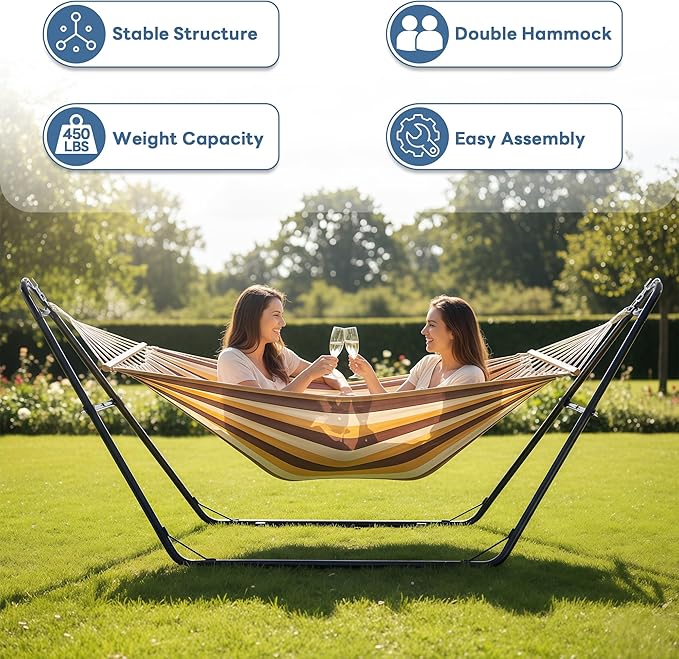 DUMOS Universal Double Hammock Stand Only, Heavy Duty Hammock Stands - Image 4