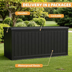 Flamaker Resin Deck Box 270 Gallon, Waterproof Imitation-Wood Lockable Storage - Image 3
