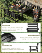GREENVINES Outdoor Dining Chair | HDPE | Patio Chairs | All-Weather | Black - Image 5