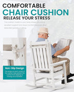 SERWALL HDPE Outdoor Rocking Chair Cushion Set of 2 Memory Foam Cushion Beige - Image 3