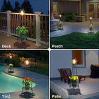 Solar Lights with Plant Stand, Outdoor Floor Lamp, Waterproof Solar LED Edison - Image 3