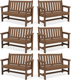 SERWALL Outdoor Bench, HDPE Outdoor Benches Weatherproof, 2-Person Garden Bench by SERWALL