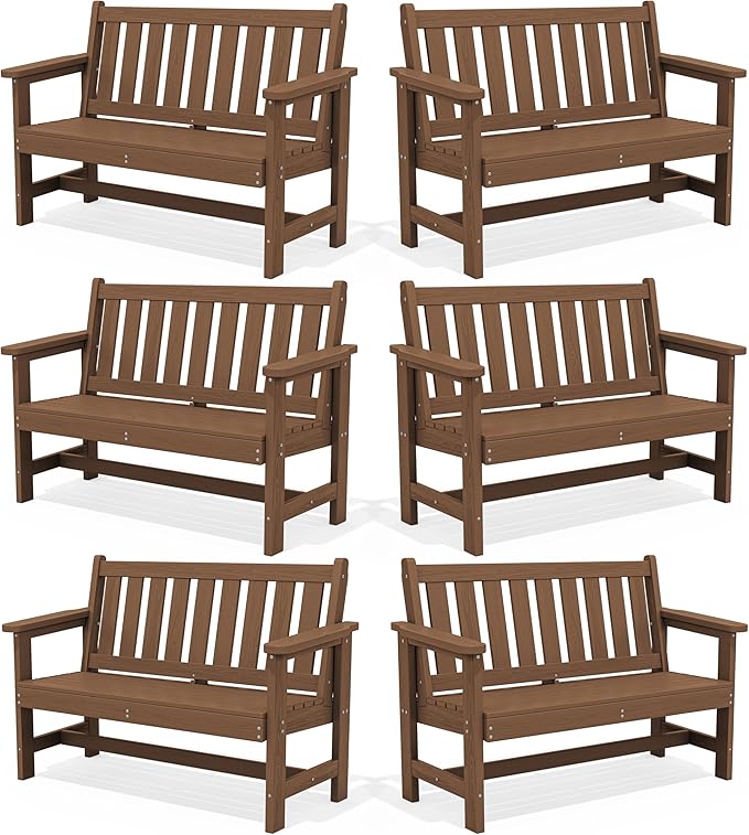 SERWALL Outdoor Bench, HDPE Outdoor Benches Weatherproof, 2-Person Garden Bench by SERWALL