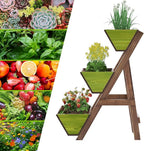 3-Tiers Wooden Raised Garden Bed Tiered Planter Box Flower Pots Vertical Garden - Image 4