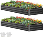 YITAHOME 12x4x1ft 2pcs Large Raised Garden Bed Kit, Galvanized Metal Planter Box by YITAHOME