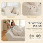 80 Inch Chaise Lounge Chair Indoor, Oversized Corduroy Upholstered Boneless - Image 4