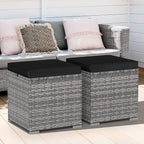 Tangkula 2 Pieces Patio Ottomans, Patiojoy Hand-Woven PE Rattan Side Table - Image 9