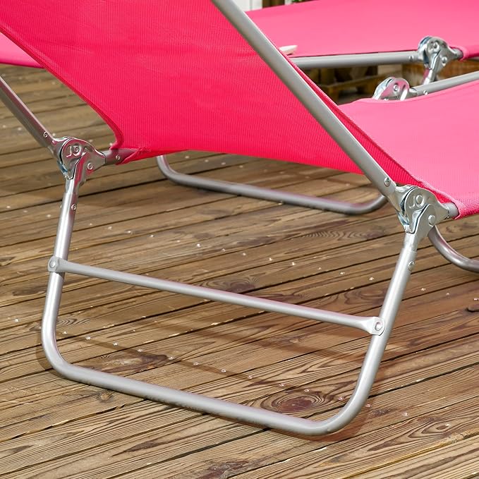 Outsunny 2 Piece Folding Chaise Lounge Chairs, Pool Sun Tanning Chairs - Image 9