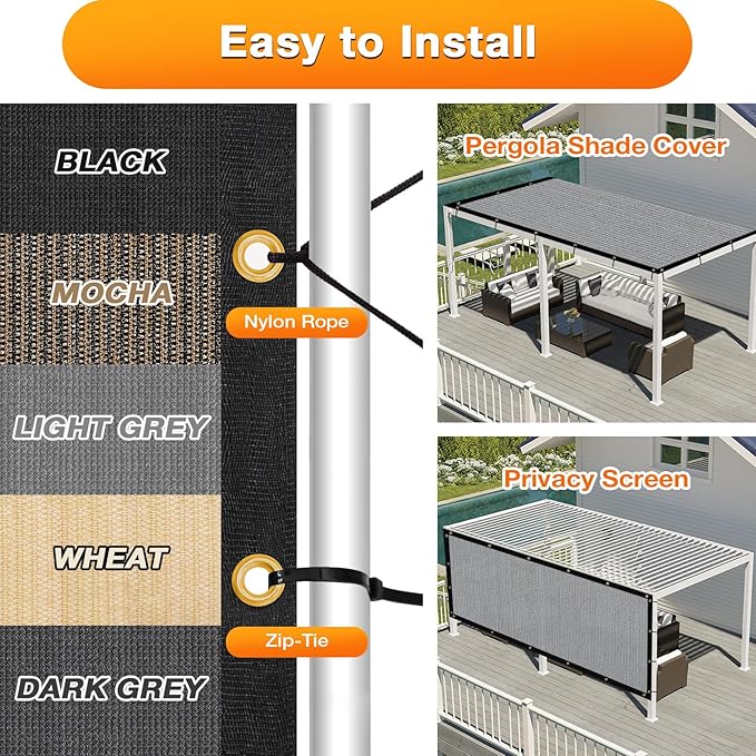 Artpuch Outdoor Pergola Shade Cover 8x16 FT Sun Shade Cloth - Image 5