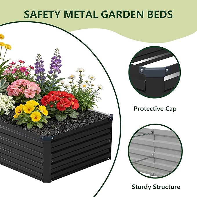 8x2x1 ft Galvanized Raised Garden Bed, Outdoor Planter Box Metal Patio Kit - Image 3