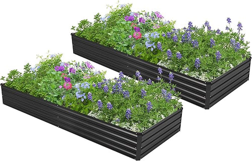 2PCS 6x3x1ft Galvanized Raised Garden Bed Kit, Galvanized Planter Raised Garden by Easllre