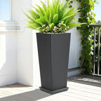 Set of 2 Tall Planters with Drainage Tray, 24 Inch Large Flower Pots - Image 5