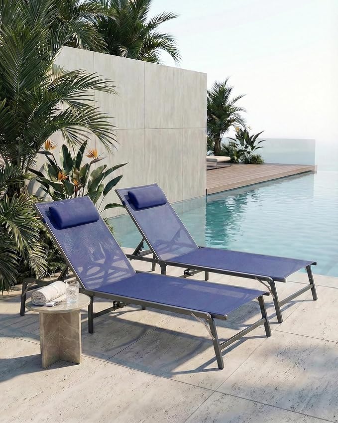 4 Pack Foldable Chaise Lounge Chair - Image 2