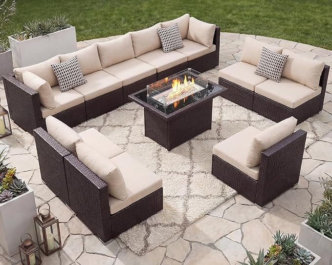 NICESOUL Modern Luxury Outdoor Patio Sectional Furniture Set - Image 2
