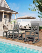 GarveeLife Outdoor Rocking Chair Set of 2, HDPE Weather Resistant Patio Rocking - Image 5