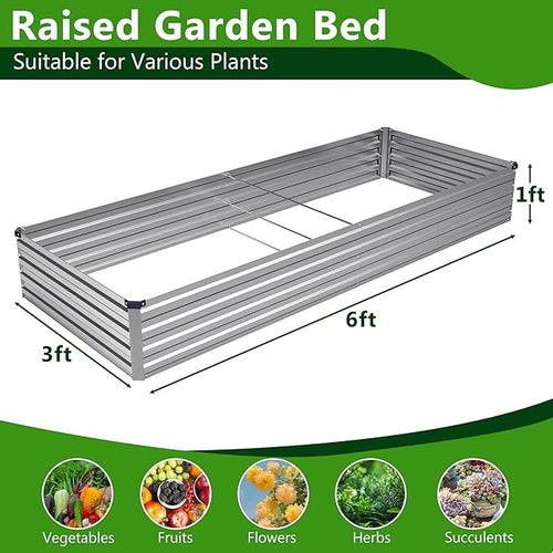 2PCS 6x3x1ft Galvanized Raised Garden Bed Kit, Metal Planter Box - Image 2