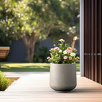 Kante 15.3" Dia Round Concrete Planter, Outdoor Indoor Large Plant Pots - Image 3