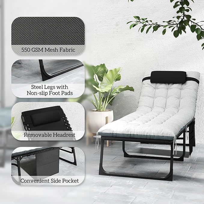 Outsunny Chaise Lounge Chair Outdoor Set of 2, 5-Position Adjustable Outdoor - Image 7