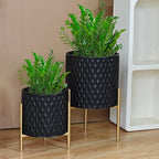 ARNIS Plants Pots with Stand, Unique Mid Century Decorative Metal Flower Pots - Image 3
