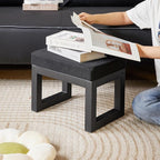 IBUYKE 16 Inch Small Foot Stool Ottoman, Rectangle Linen Foot Rest - Image 2
