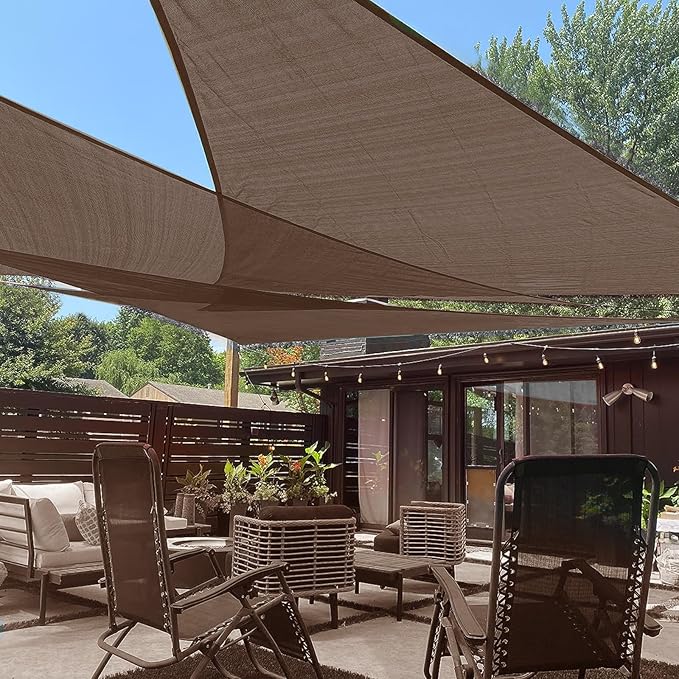 LOVE STORY Custom Size 10'x12'x15.6' Brown Sun Shade Sail Right Triangle by LOVESTORY