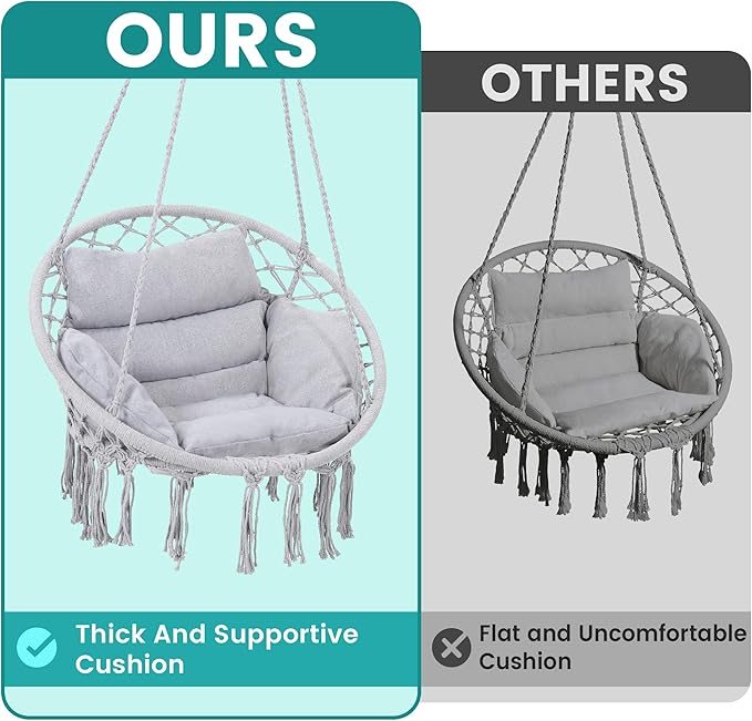 Macrame Hammock Hanging Swinging Chair - Image 2