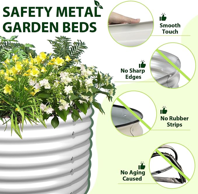 A ANLEOLIFE 6-Set 8X4X2 ft Galvanized Raised Garden Bed Kit, Oval Metal Deep - Image 6