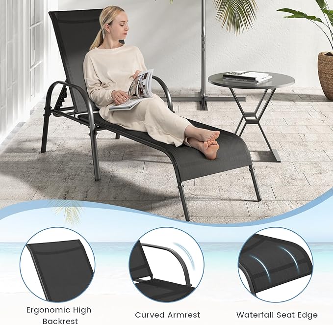 Giantex 2 Pack Patio Lounge Chair, Outdoor Chaise Lounge - Image 3