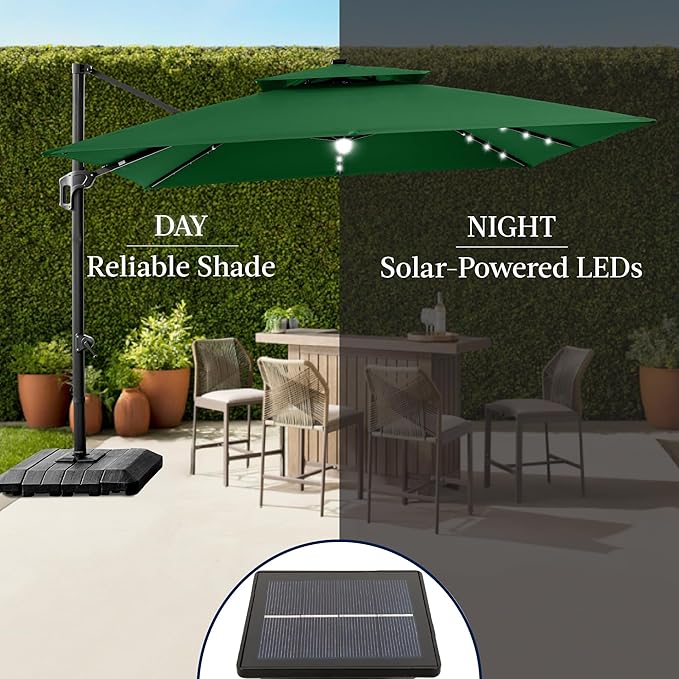 Best Choice Products 12x12ft LED Cantilever Patio Umbrella w/Base Included & - Image 6