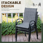 Flamaker Patio Chairs Stackable Dining Chairs Set of 4 Metal and Teslin Outdoor - Image 5