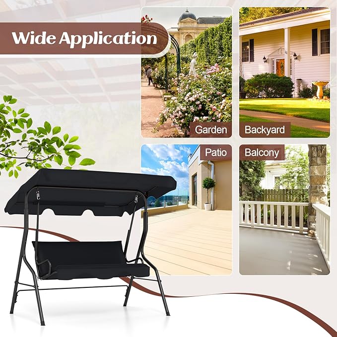 Tangkula 3 Person Porch Swing, Patio Swing - Image 8