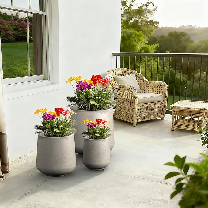 Kante 15.3"+11.6"+8.2" Dia Round Concrete Planter, Large Outdoor Indoor Planter - Image 4