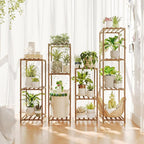 Bamworld 4 Sets Tall Plant Stands Indoor Outdoor Combo Plant Shelves Wooden by Bamworld