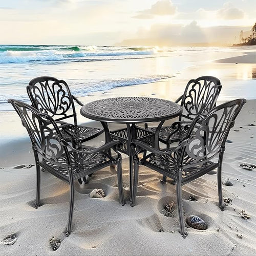 35" Outdoor Dining Table, Cast Aluminum Patio Bistro Table - Image 2