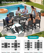 SERWALL 9-Piece Outdoor Dining Set, All Weather HDPE Outdoor Furniture Set - Image 4