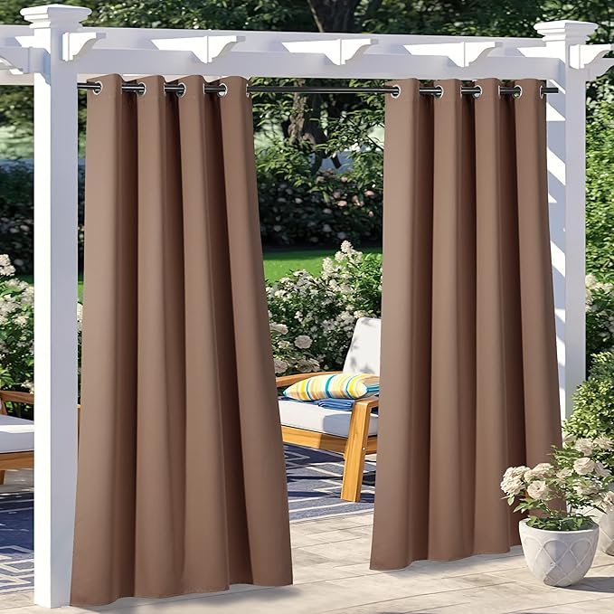 NICETOWN 2 Panels Patio Outdoor Curtains Waterproof, Thermal Insulated by NICETOWN