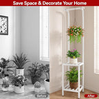 IBUYKE 67 Inch Tall Plant Stand Indoor Outdoor, 3 Tier Metal Hanging Plant Shelf - Image 7