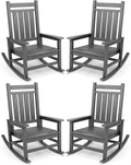 SERWALL Oversized Outdoor Rocking Chair Set of 4, HDPE Rocker by SERWALL