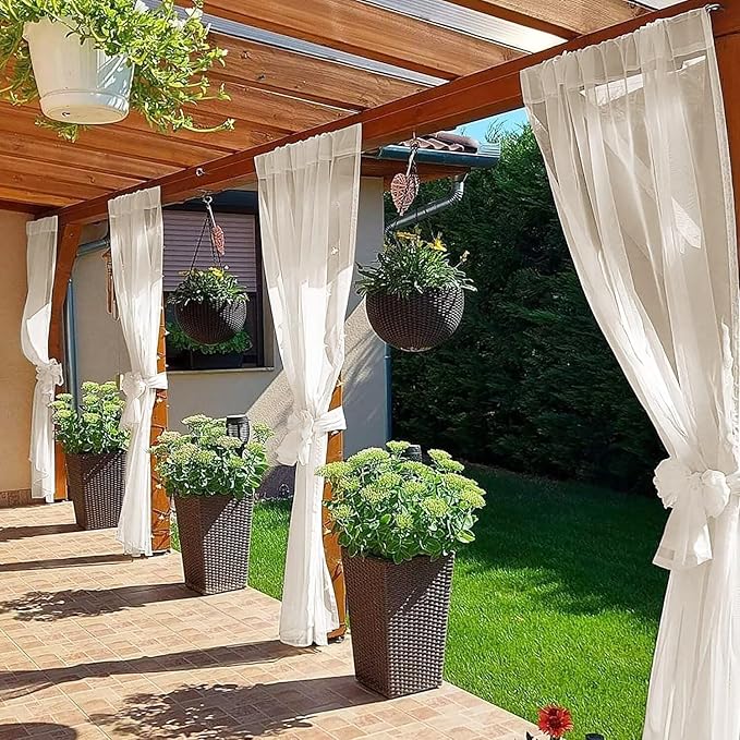 SpaceDresser Waterproof Outdoor Sheer Curtains - Image 4